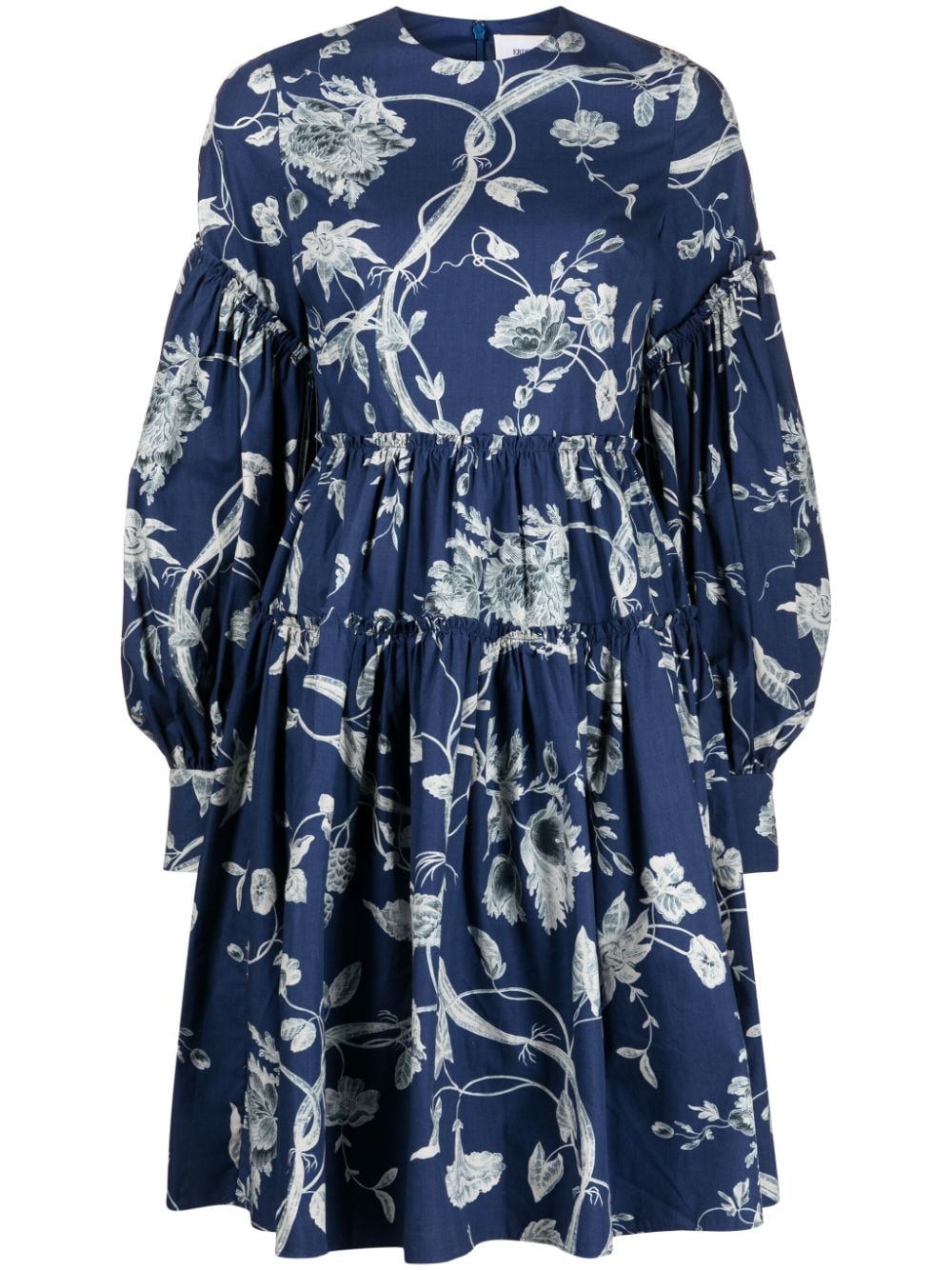 ERDEM Gestuftes Kleid mit Blumen-Print - Blau von ERDEM