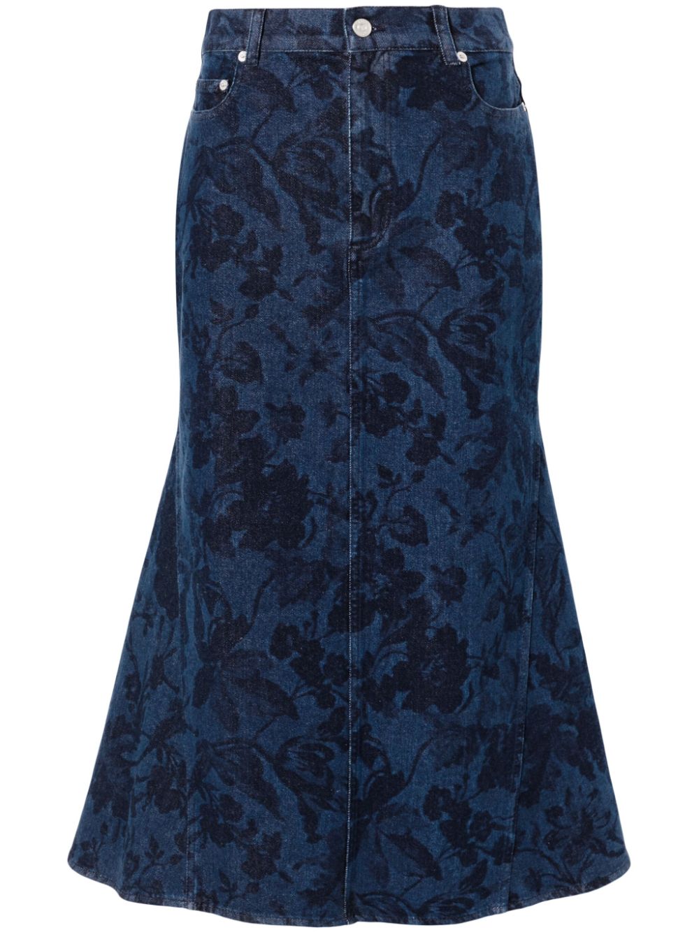 Erdem Jeansrock mit Blumen-Print - Blau von Erdem