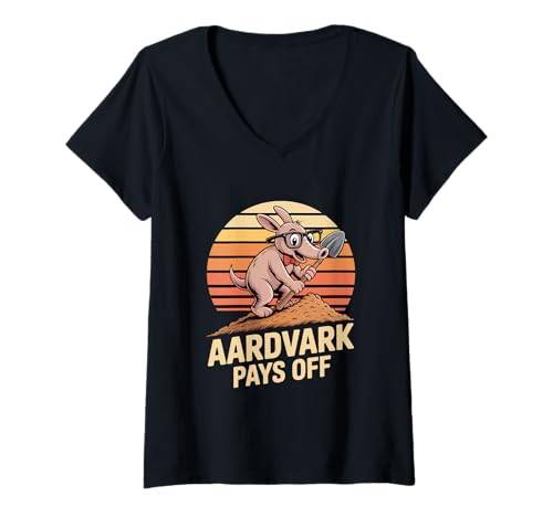 Damen Aardvark Pays Off Erdferkel Nerd Motivation Arbeit Erfolg T-Shirt mit V-Ausschnitt Damen Aardvark Pays Off Erdferkel Nerd Motivation Arbeit Erfolg T-Shirt mit V-Ausschnitt von Erdferkel Motivation Arbeit Studium Humor Nerd