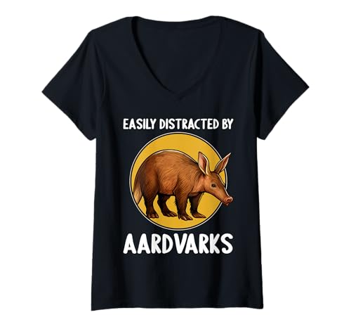 Damen Erdferkel T-Shirt mit V-Ausschnitt Damen Erdferkel T-Shirt mit V-Ausschnitt von Erdferkel Tier Shop