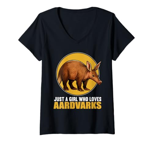 Damen Erdferkel T-Shirt mit V-Ausschnitt von Erdferkel Tier Shop