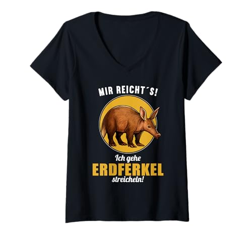 Damen Erdferkel T-Shirt mit V-Ausschnitt Damen Erdferkel T-Shirt mit V-Ausschnitt von Erdferkel Tier Shop