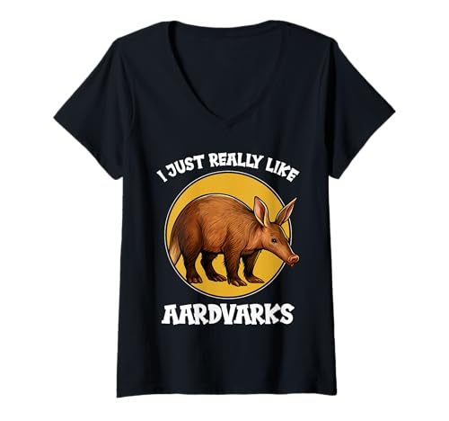Damen Erdferkel T-Shirt mit V-Ausschnitt Damen Erdferkel T-Shirt mit V-Ausschnitt von Erdferkel Tier Shop