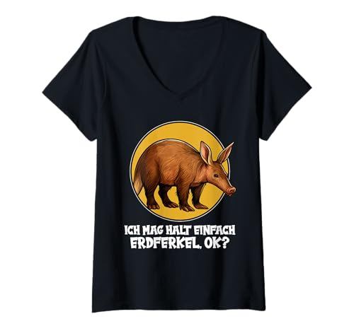 Damen Erdferkel T-Shirt mit V-Ausschnitt Damen Erdferkel T-Shirt mit V-Ausschnitt von Erdferkel Tier Shop