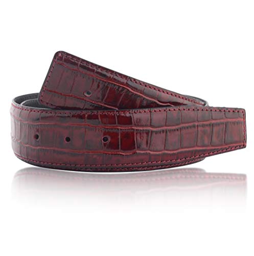 Bordo 90 cm Exklusiver Premium Krokodilleder Optik Ledergürtel als Wendegürtel in der Breite 32 mm Echt Leder Gürtel mit eine dicke von 3,5mm ohne H Gürtelschnalle von Erdi Ünver