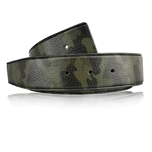 Exklusiver Premium Camouflage Ledergürtel für Damen und Herren als Wendegürtel in der Breite 32 mm ohne Gürtel Schanlle Grün Schwarz Echtleder Kobra Militär 110 cm von Erdi Ünver