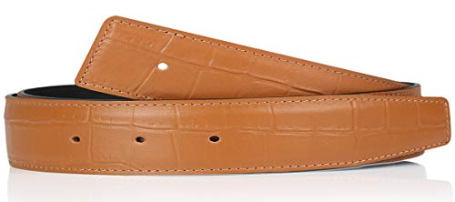 Hellbraun 105 cm Exklusiver Premium Krokodilleder Optik Ledergürtel als Wendegürtel in der Breite 32 mm Echt Leder Gürtel mit eine dicke von 3,5mm ohne H Gürtelschnalle von Erdi Ünver