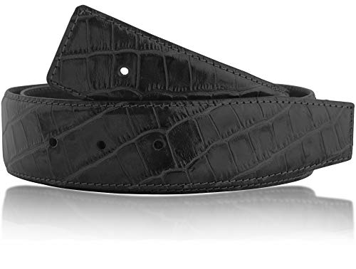 Schwarz 105 cm Exklusiver Premium Krokodilleder Optik Ledergürtel als Wendegürtel in der Breite 32 mm Echt Leder Gürtel mit eine dicke von 3,5mm ohne H Gürtelschnalle von Erdi Ünver