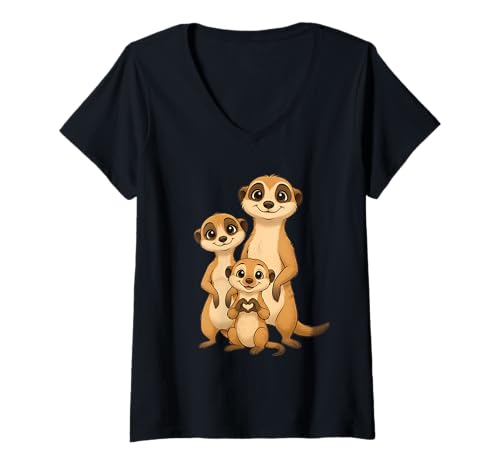 Damen Erdmännchen mit Familie | Süßes Erdmännchen mit Mama & Papa T-Shirt mit V-Ausschnitt Damen Erdmännchen mit Familie | Süßes Erdmännchen mit Mama & Papa T-Shirt mit V-Ausschnitt von Erdmännchen Designer Designs