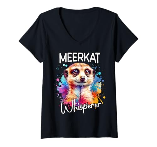 Damen Erdmännchen Meerkat Whisperer Erdmännchen T-Shirt mit V-Ausschnitt von Erdmännchen Designs Für Damen Und Herren