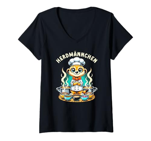 Damen Herdmännchen Erdmännchenliebhaber Erdmännchen Chef Küche T-Shirt mit V-Ausschnitt Damen Herdmännchen Erdmännchenliebhaber Erdmännchen Chef Küche T-Shirt mit V-Ausschnitt von Erdmännchen Küchenexperte Erdmännchen Tier