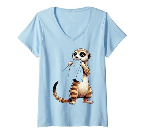 Damen Erdmännchen Lustig Süßes Surikate Zoo Tierliebhaber T-Shirt mit V-Ausschnitt Damen Erdmännchen Lustig Süßes Surikate Zoo Tierliebhaber T-Shirt mit V-Ausschnitt von Erdmännchen Surikate Tierliebhaber Mangusten