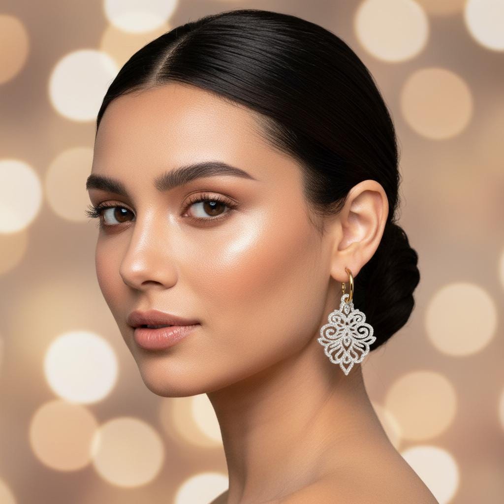 Glitzernde Silberne Ohrringe Mit Sparkling, Goldfarbene Creolen Acrylanhänger, Super-Leichte Ornament-Ohrringe, Boho-style, Retro von ErdmaennchenLuna