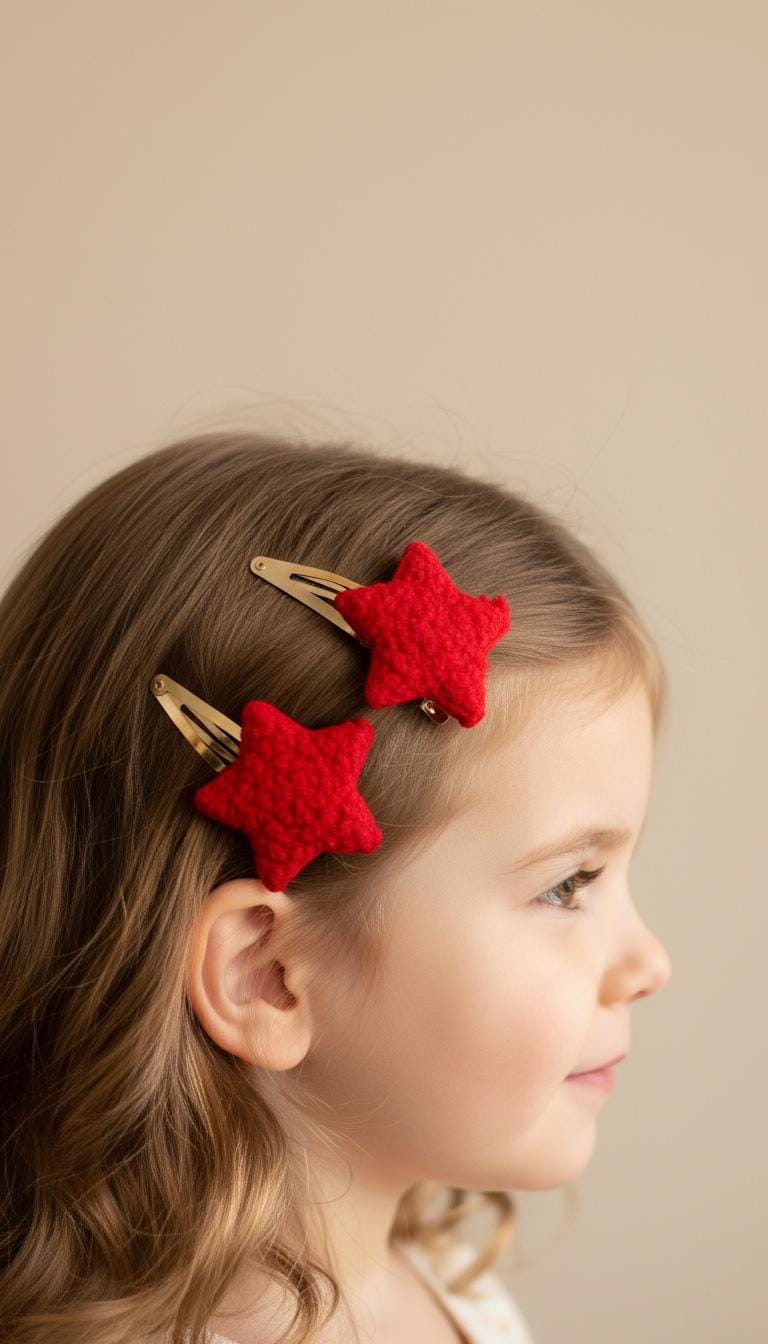 Kleine Goldene Haarspangen Mit Flauschigem, Kuscheligem Stern | Rot/Gelb/Blau, Haarklammern Kleinkinder, Kinder, Mädchen Und Jungen von ErdmaennchenLuna