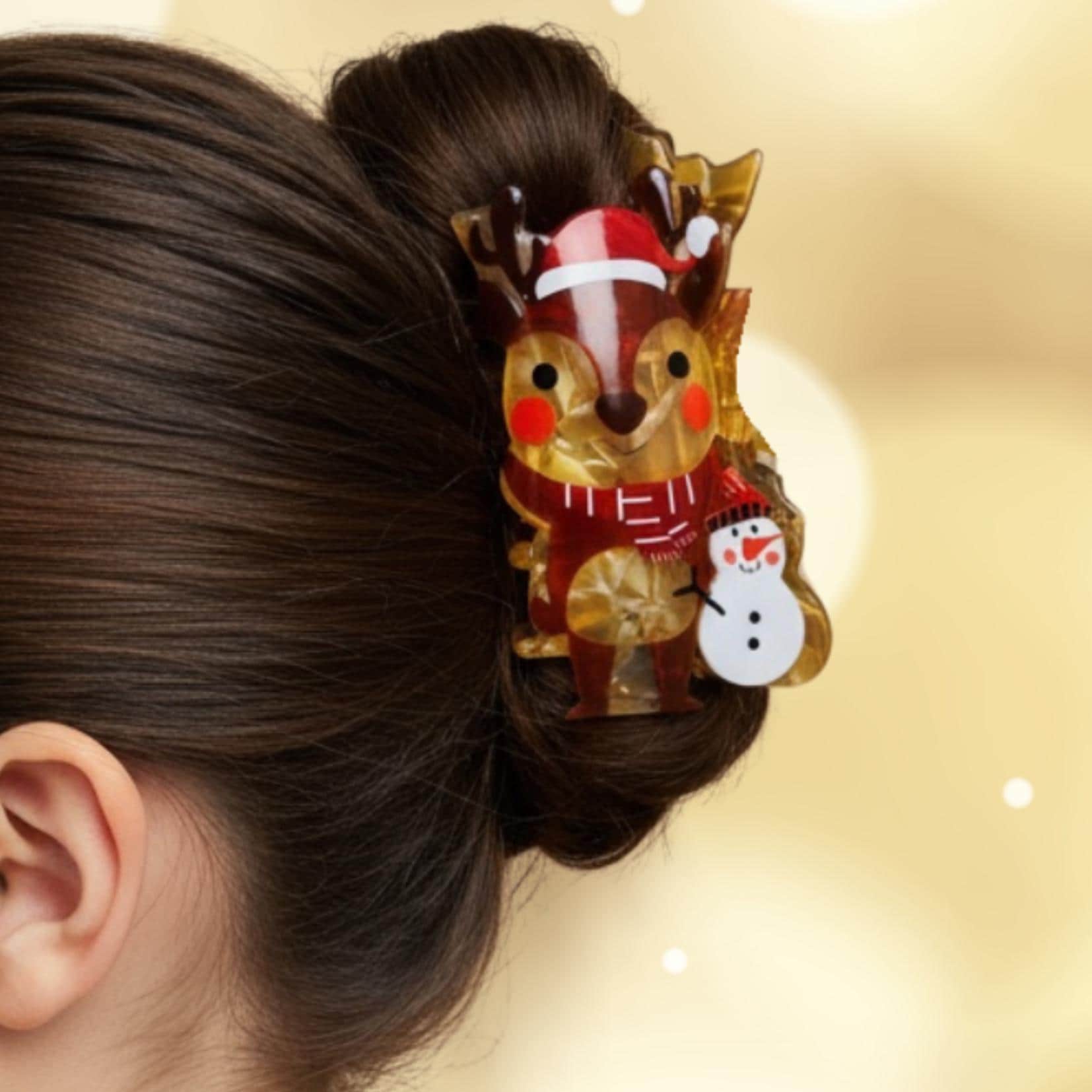 Weihnachtliche Elch-Rentier-Haarspange Aus Acryl, Für Kinder Und Frauen, Mit Schneemann Den Winter von ErdmaennchenLuna