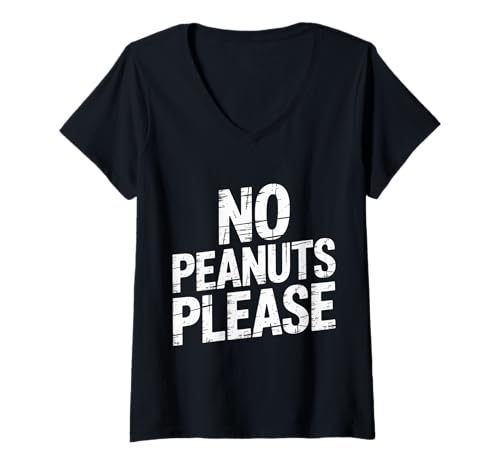 Damen No Peanuts Please Allergie Warnwarnbewusstsein - T-Shirt mit V-Ausschnitt Damen No Peanuts Please Allergie Warnwarnbewusstsein - T-Shirt mit V-Ausschnitt von Erdnussallergiewarnung
