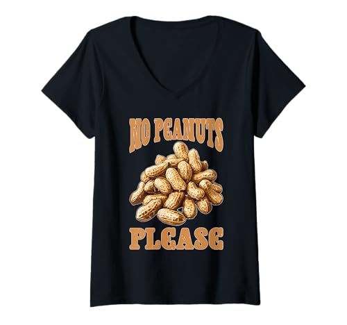 Damen No Peanuts Please Allergie Warnwarnbewusstsein - T-Shirt mit V-Ausschnitt Damen No Peanuts Please Allergie Warnwarnbewusstsein - T-Shirt mit V-Ausschnitt von Erdnussallergiewarnung