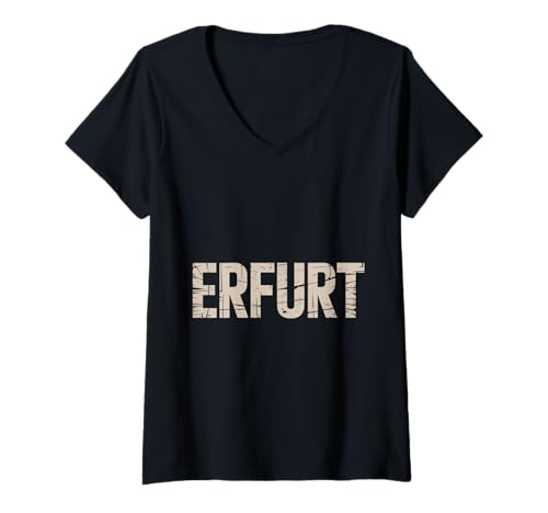 Damen Erfurt Retro Vintage T-Shirt mit V-Ausschnitt von Erfurt Retro Vintage
