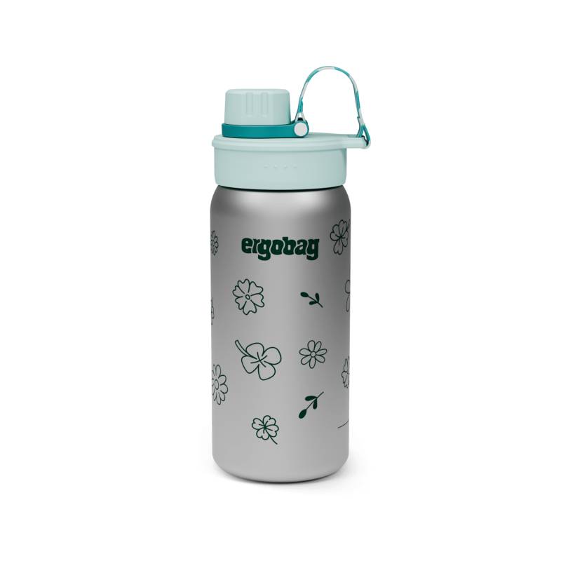 Ergobag - Edelstahl Trinkflasche Blumen Türkis von Ergobag