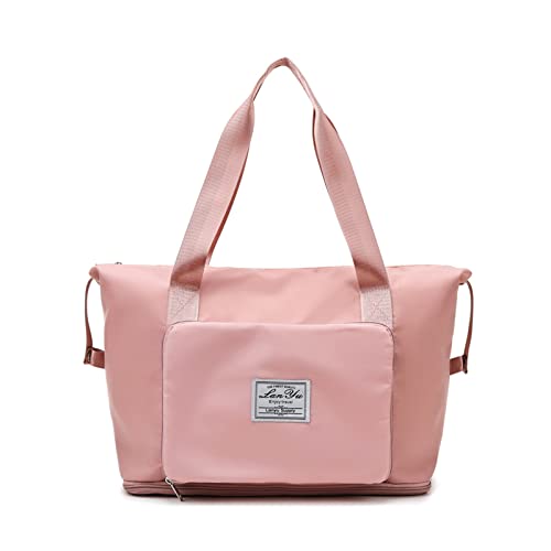 Ergocar Reisetasche für Urlaub und Sport Faltbare Handgepäck Erweiterbar Wasserdicht Sporttasche Weichgepäck für Weekender Duffel Taschen Herren & Damen Gym Bag, Rosa von Ergocar