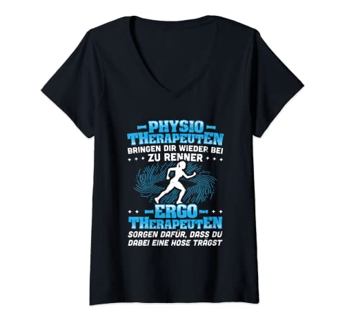 Damen Physiotherapeuten Rennen Ergotherapeuten Hose Ergotherapie T-Shirt mit V-Ausschnitt von Ergotherapeut & Ergotherapie Sprüche