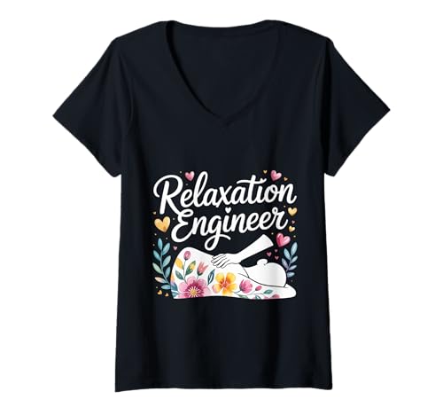 Damen Relaxation Engineer Stress von Massagetherapeuten - T-Shirt mit V-Ausschnitt Damen Relaxation Engineer Stress von Massagetherapeuten - T-Shirt mit V-Ausschnitt von Erholung der Massagetherapie