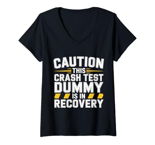 Damen Caution This Crash Test Dummy is In Recovery - T-Shirt mit V-Ausschnitt von Erholungsreise zur Heilung von Verletzungen