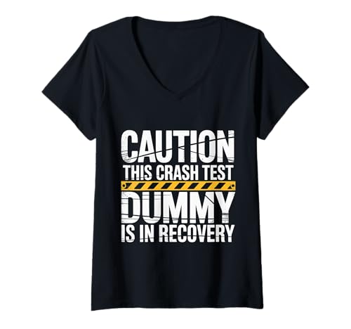 Damen Caution This Crash Test Dummy is In Recovery - T-Shirt mit V-Ausschnitt Damen Caution This Crash Test Dummy is In Recovery - T-Shirt mit V-Ausschnitt von Erholungsreise zur Heilung von Verletzungen