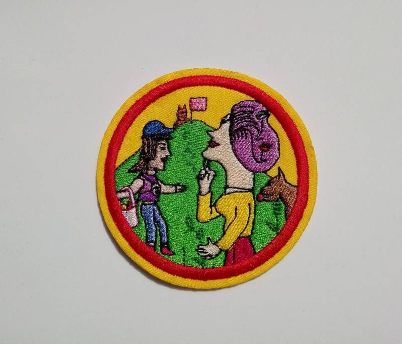 Wanwan Land Dog Garden Patch Stickerei-Applikation, Selbstgemacht, Lustig, Interessant, Seltsam, Hell, Surreal, Geheimnisvoll, Gestickter Eisen-Patch von EriJun