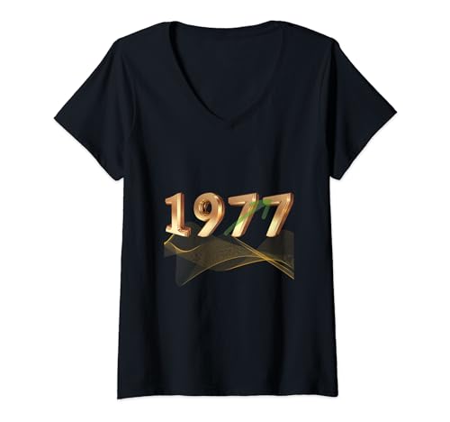 Damen 1977 T-Shirt mit V-Ausschnitt von Eric Creations