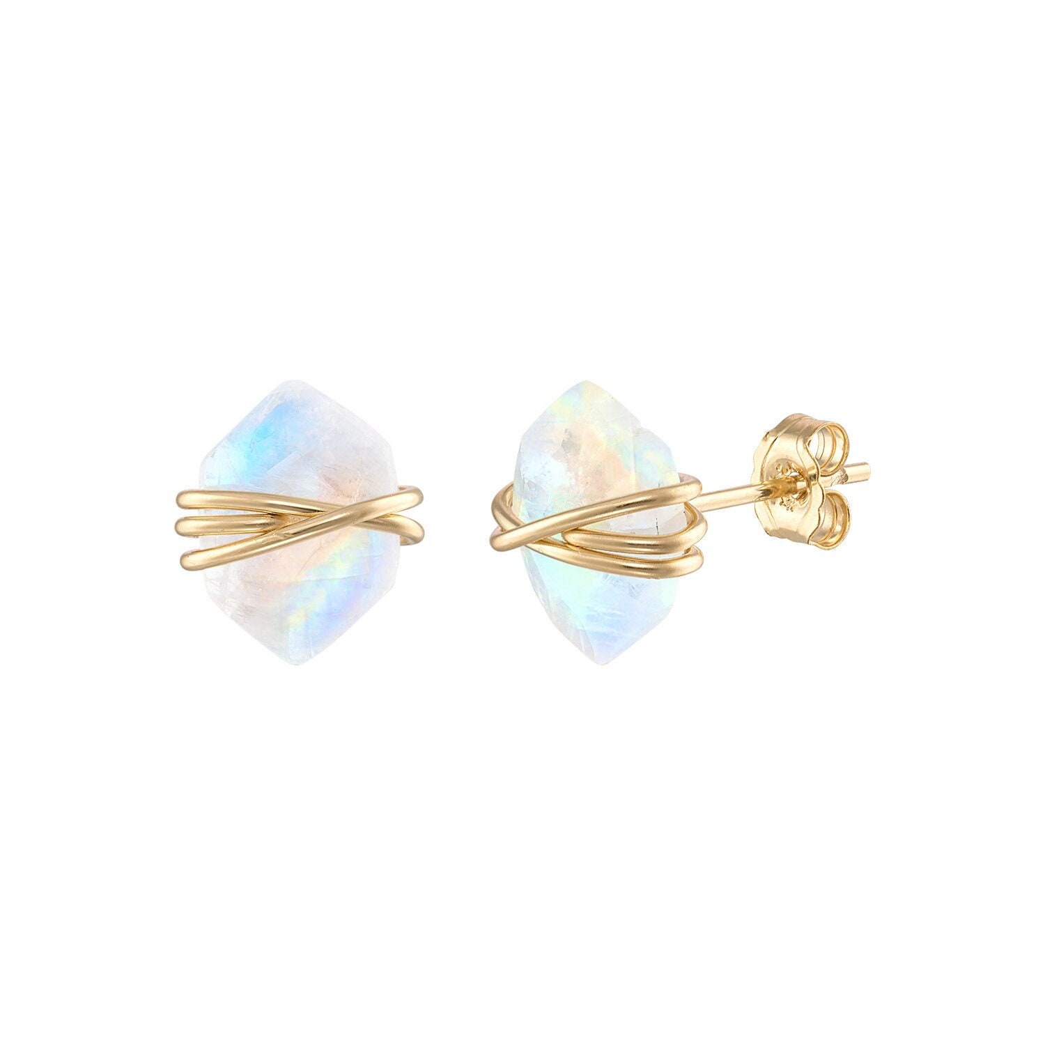 14K Gold Regenbogen Mondstein Ohrstecker Juni Geburtsstein 14K Gold Regenbogen Mondstein Ohrstecker Juni Geburtsstein von EricaMarieLLC