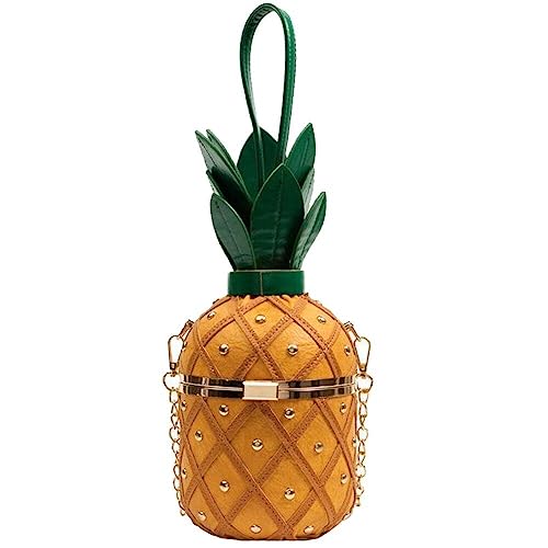 Ericetion Pu Leder Crossbody Bag Obst Ananas Formkettenumhängetasche Trendy Einkaufstasche Besorte Messengerbeutel Handtasche Geldbörse von Ericetion