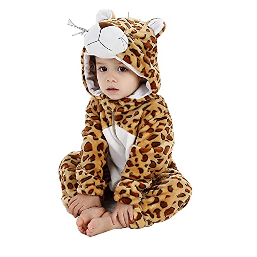 Baby Tier Kostüm-Unisex Baby Winter Herbst Flanell Cartoon Mit Kapuze Overall Kleinkind Cosplay Overall Warme Kleidung (leopard,Tag 100) von Erichman