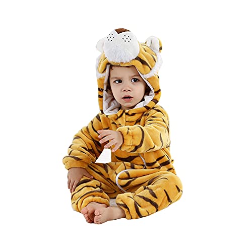 Baby Tier Kostüm-Unisex Baby Winter Herbst Flanell Cartoon Mit Kapuze Overall Kleinkind Cosplay Overall Warme Kleidung (tiger,Tag 100) von Erichman