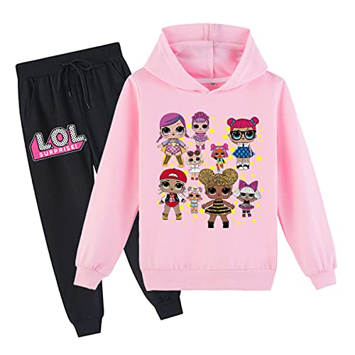 Erichman Frühling Herbst Nette Mädchen Pullover Sweatshirt Anzug Trainingsanzug Sets Hoodie und Jogginghose Anzug für Kinder (Pink,Tag 140) von Erichman