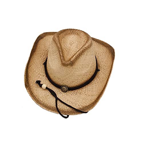 Erichman Herren Stroh Hut, Strand Hut, Klassische Breiten Sonnen Stroh Hut Western Cowboy Hut (Brown,One Size) von Erichman