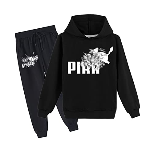 Erichman Kinder Pika Pullover Hoodies und Jogginghose 2 Stück Outfit Set Jogging Trainingsanzug Set für für 2-12 Jahre Jungen mädchen (Black,10-11 Years) von Erichman