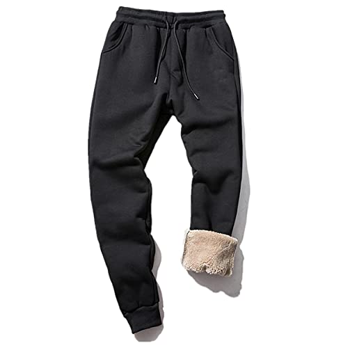 Erichman Männer Winter Fleece Hosen Sherpa Gefüttert Jogginghose Aktive Sherpa Gefüttert Sweatpant Jogger Hosen (Black C,M,M) von Erichman