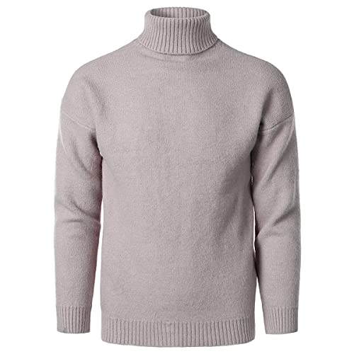 Männer Klassische Ätherisches einfarbig lose Stricken Rollkragen Pullover Kaschmir Wolle Langarm Rolle Neck Pullover (Grey,L,L) von Erichman