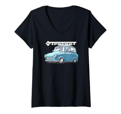 Damen IFA Trabant Himmelblau - Artwork Trabi 601 T-Shirt mit V-Ausschnitt von Erichs Erben