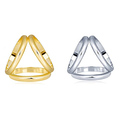 Ericotry 2 Stück (Gold + Silber) Frauen Mädchen Mode Schal Clip Ring Schnalle Schal Slides Modern Einfach Dreifach Slide Schmuck Seide Sarf Verschluss Clips Kleidung Ring Wrap Halter von ericotry