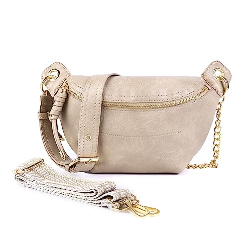 Bauchtaschen Hüfttasche für Damen Mode Crossbody Taschen Brust Geldbörsen Gürteltasche mit 2 verstellbaren Riemen, aprikose von Erideno