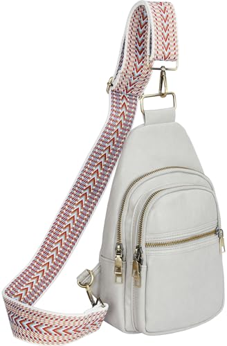 Crossbody-Taschen für Damen, Bauchtasche, mehrere Taschen, lässige Schultertasche, veganes Leder, Brusttasche, Gitarrengurt, Gürteltasche, GRAU von Erideno