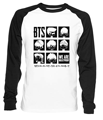 BTS WE Are Bulletproof Chibi Herren Damen Unisex Baseball T-Shirt Weiß Schwarz 2/3 Ärmel Women's Men's Unisex BTS WE Are Bulletproof Chibi Herren Damen Unisex Baseball T-Shirt Weiß Schwarz 2/3 Ärmel Women's Men's Unisex von Erido