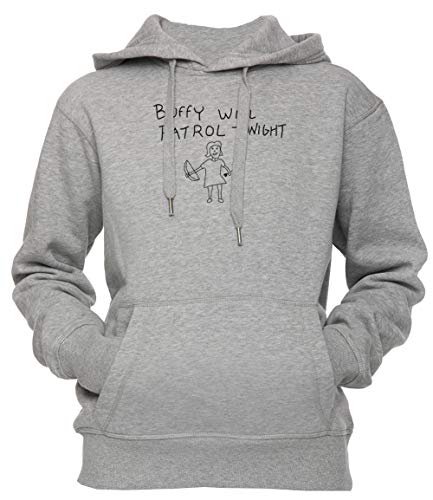 Erido Buffy Will Patrol Tonight Unisex Herren Damen Kapuzenpullover Sweatshirt Pullover Grau Größe S Men's Women's Hoodie Sweatshirt Grey Small Size S von Erido
