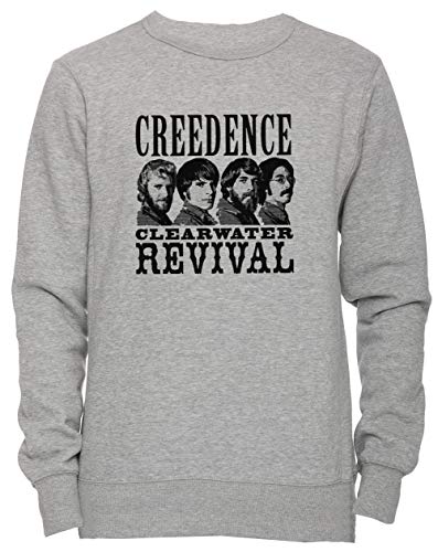 Erido Creedence Clearwater Revival Unisex Herren Damen Jumper Sweatshirt Pullover Grau Größe L Men's Women's Grey Large Size L von Erido