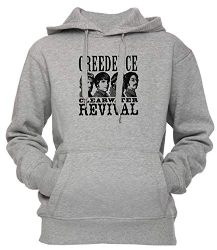 Erido Creedence Clearwater Revival Unisex Herren Damen Kapuzenpullover Sweatshirt Pullover Grau Größe L Men's Women's Hoodie Sweatshirt Grey Large Size L von Erido