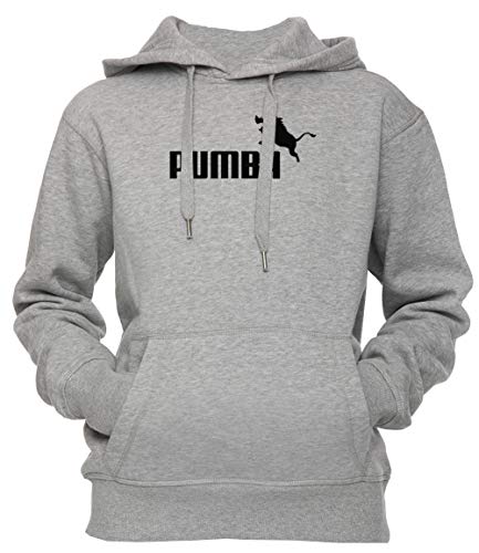 Erido Pumba Logo Unisex Herren Damen Kapuzenpullover Sweatshirt Pullover Grau Größe L Men's Women's Hoodie Sweatshirt Grey Large Size L von Erido
