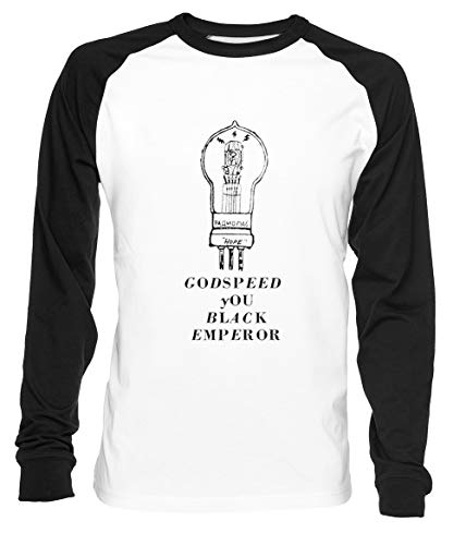 Godspeed You Black Emperor Herren Damen Unisex Baseball T-Shirt Weiß Schwarz 2/3 Ärmel Women's Men's Unisex Größe M Men's White T-Shirt Medium Size M von Erido