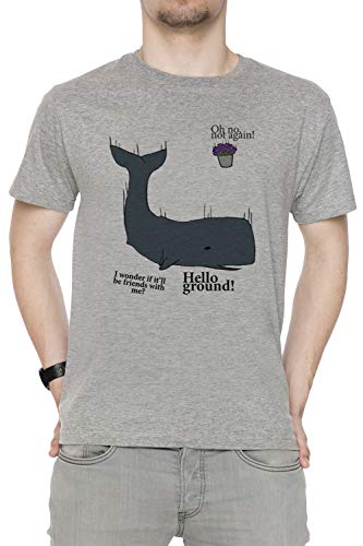 Hello Ground! - Hitchhikers Guide to The Galaxy Herren T-Shirt Rundhals Grau Kurzarm Größe M Men's Grey T-Shirt Medium Size M von Erido